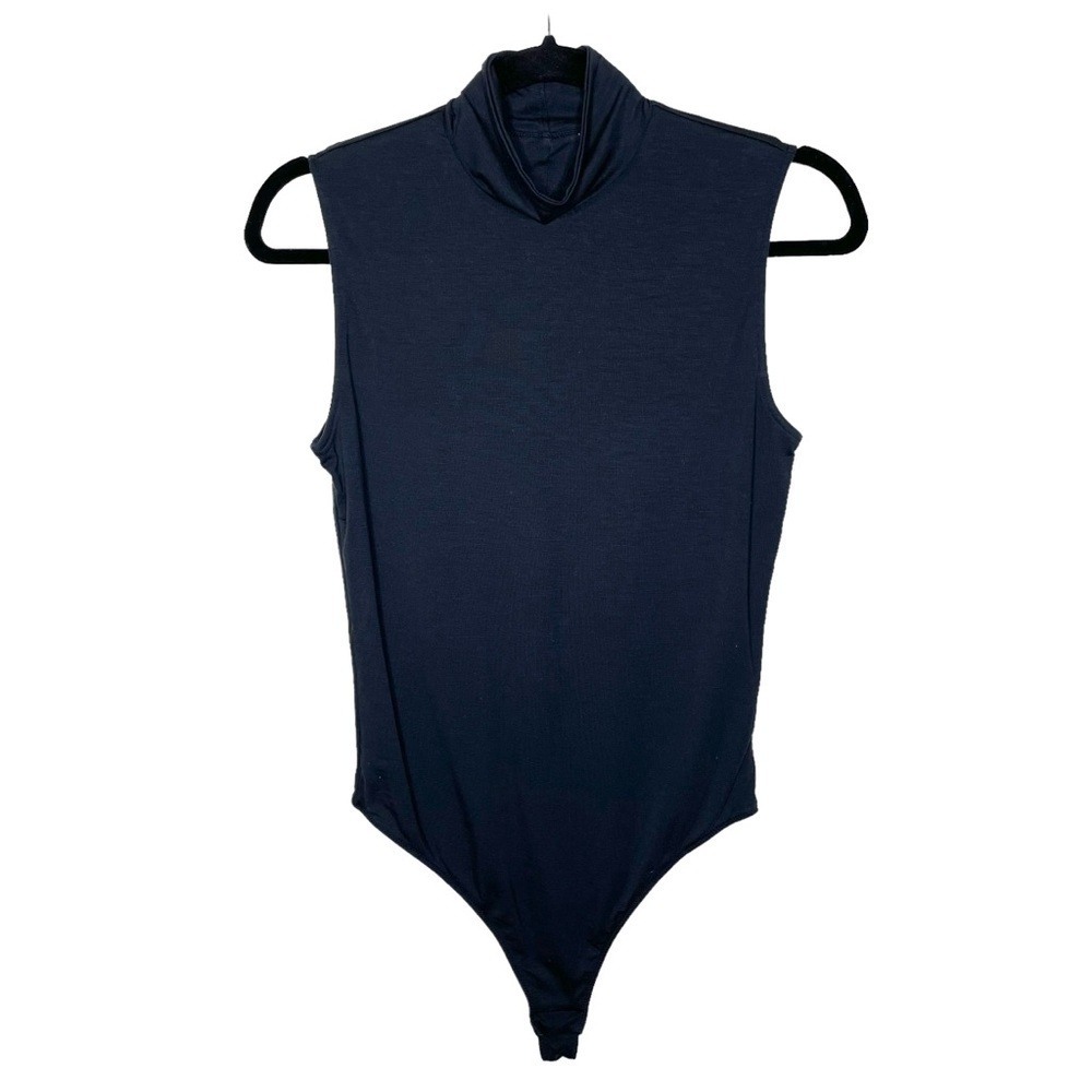 Everlane The Luster Mockneck Tank One-Piece Bodysuit Black - Picture 7 of 16